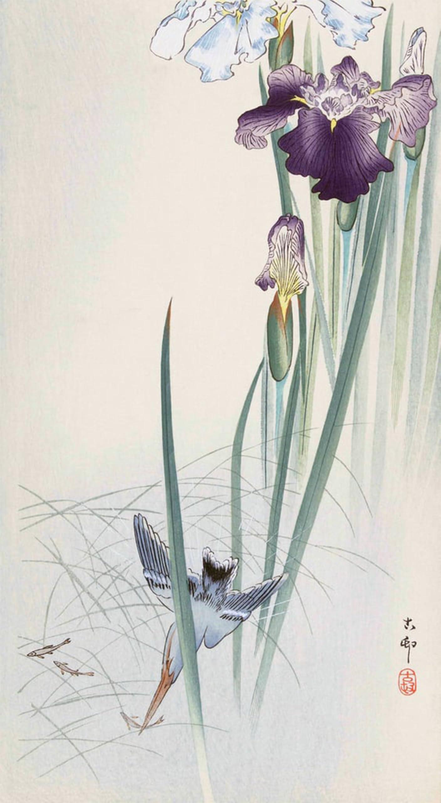 POSTERIIk Famous Print Pop Art Wall Art Graffiti Crow At Full Moon by Ohara Koson Art Prints for Home Decor 60x90cm