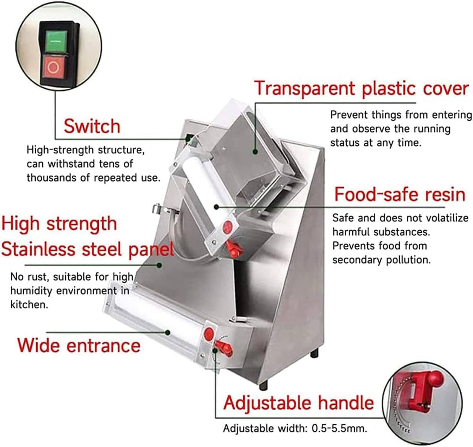 Rullo elettrico automatico per pizza e impasto, pressa commerciale in acciaio inox per croste, pitas, tortillas e pane piatto
