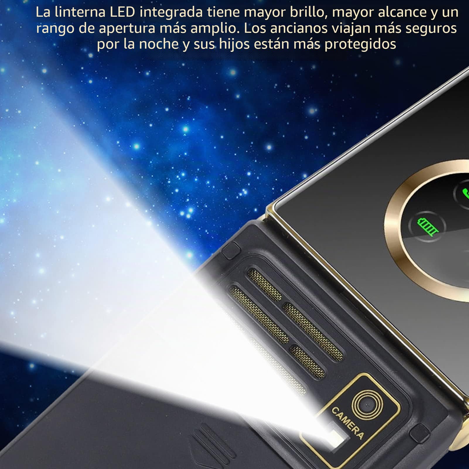 Teléfono Plegable para Personas Mayores, Desbloqueado 3G SOS Botón Grande GSM Teléfono Móvil con Tapa LCD de 2.8 Pulgadas Y Botones Prominentes Teléfono Celular Dial de un Toque Calidad de(Oro)