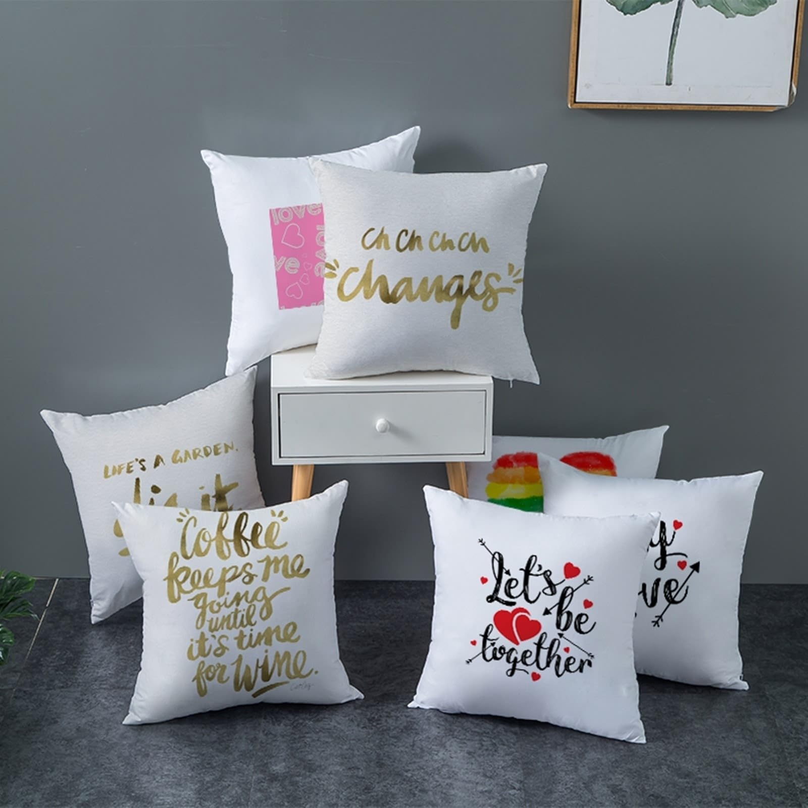 Federe Cuscini Divano 50x50cm Set di 2, Bianco