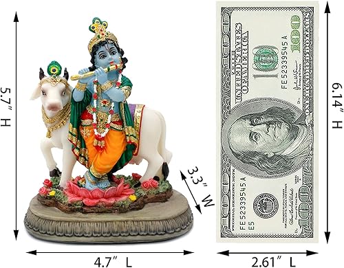 Miniatura 6 de alikiki Estatua hindú de Dios Señor Krishna – 5.7 pulgadas de alto, escultura de ídolo de la India Krishna, regalos para amigos indios, familia,