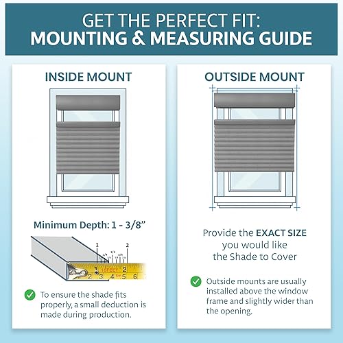 Miniatura 6 de Persianas opacas sin cables, de arriba hacia abajo, 34 pulgadas de ancho x 60 pulgadas de alto, gris paloma