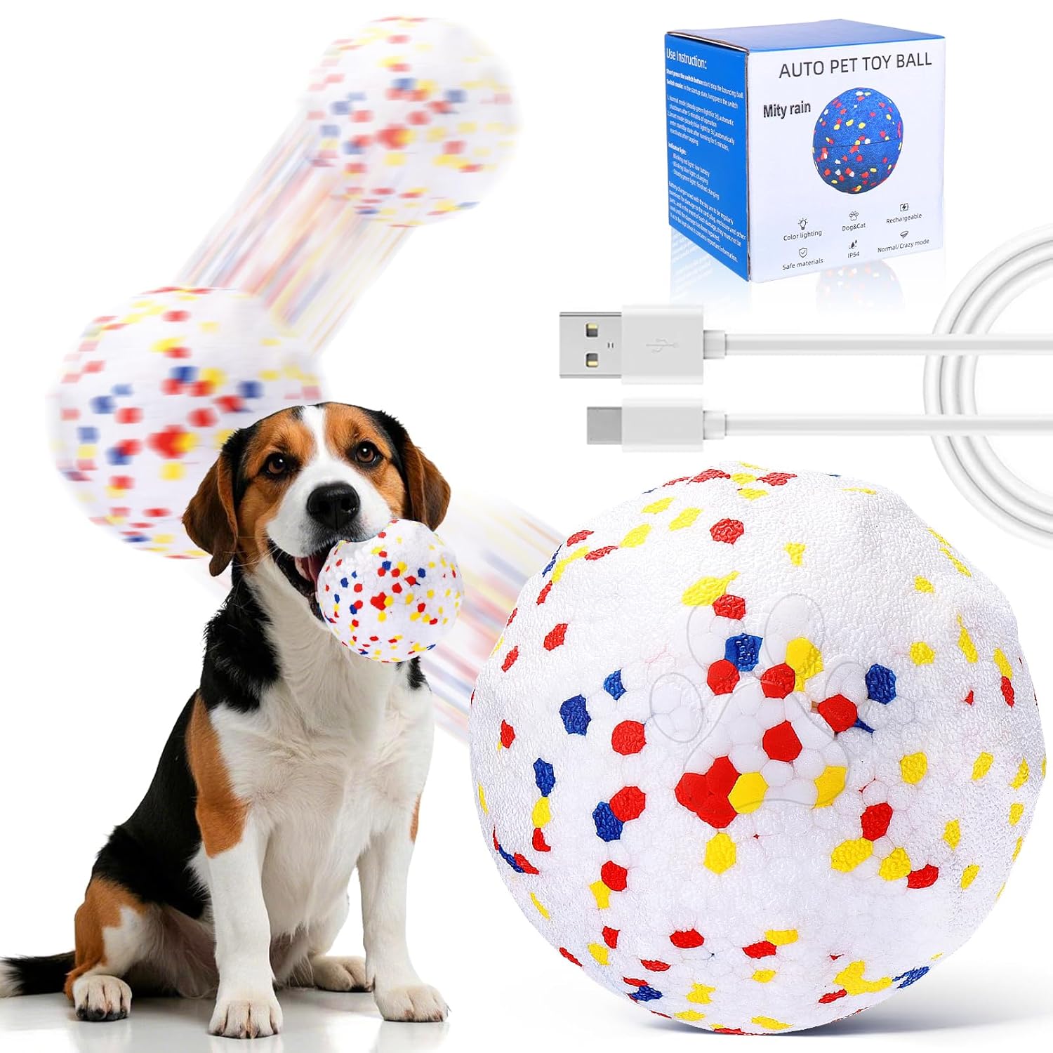 Mity rain Interactive Dog Toys - E-TPU Bouncy Ball for Small Medium Large Puppy Pet Moving Balls for