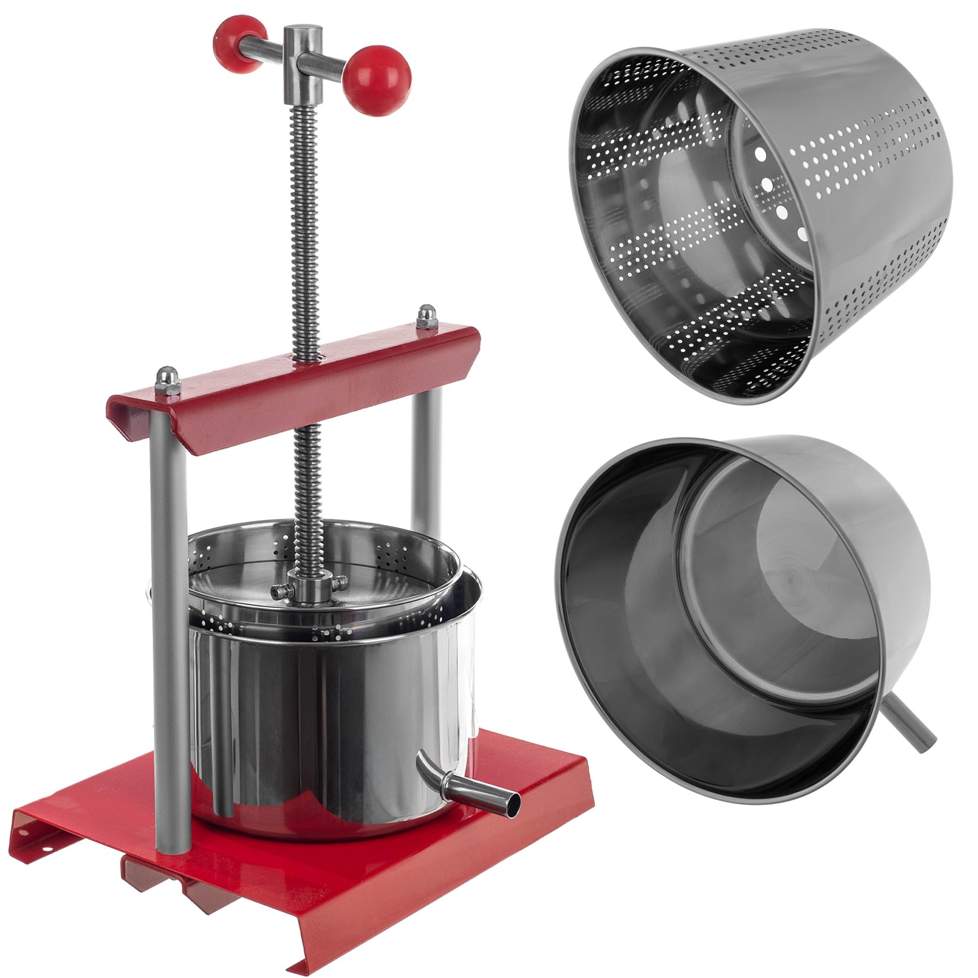 KADAX Obstpresse 2 Liter, Weinpresse, Manuelle Saftpresse mit Handkurbel, Obstmühle, Fruchtpresse, Entsafter für Weintrauben, Maischepresse, Traubenmühle