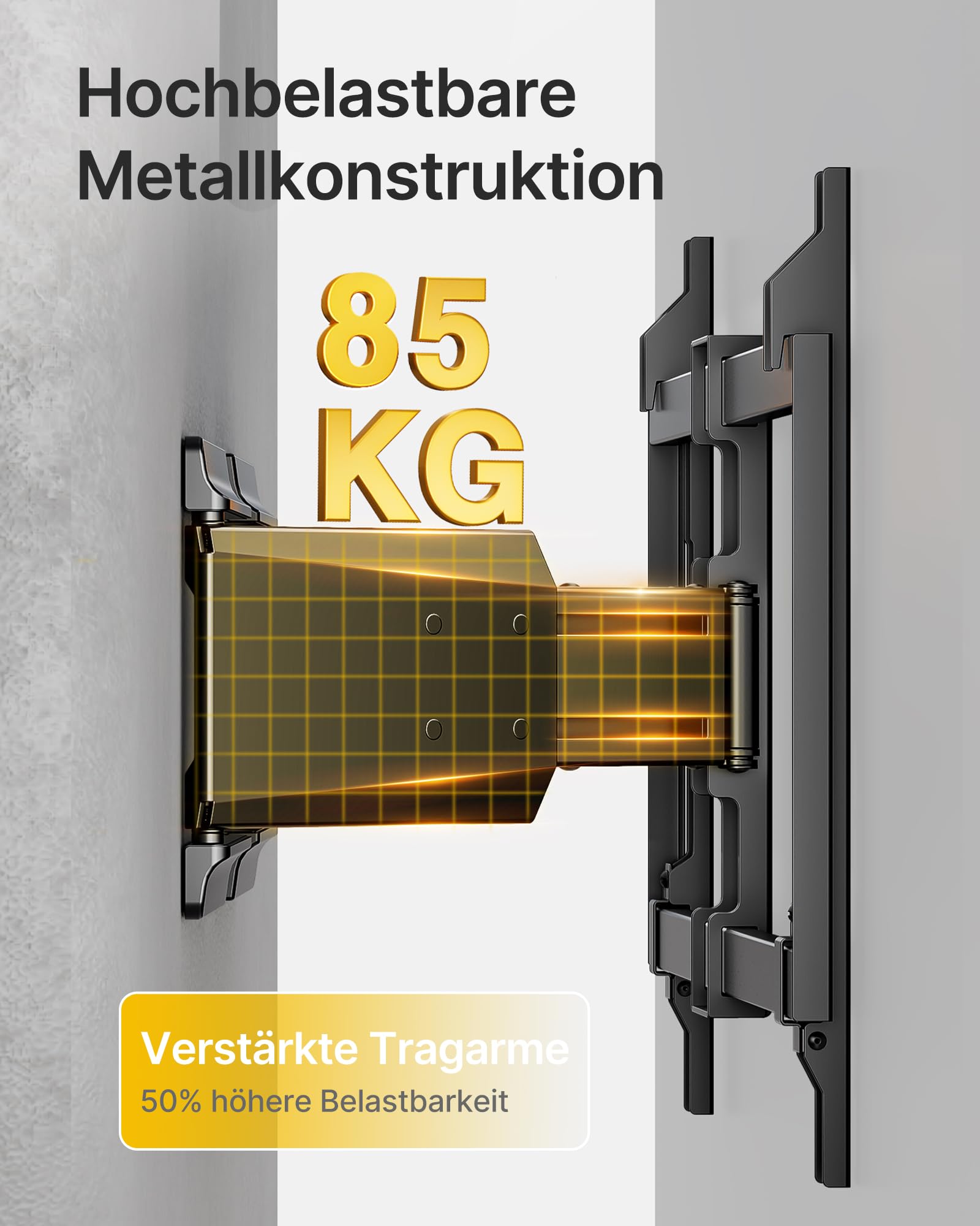 monTEK Hochbelastbare Ultra Slim TV Wandhalterung für 37-90 Zoll Fernseher bis zu 85kg, Schwenk & Neige & Ausziehbare TV Halterung mit Gelenkigen Doppelarmen, MAX VESA 600x400 mm