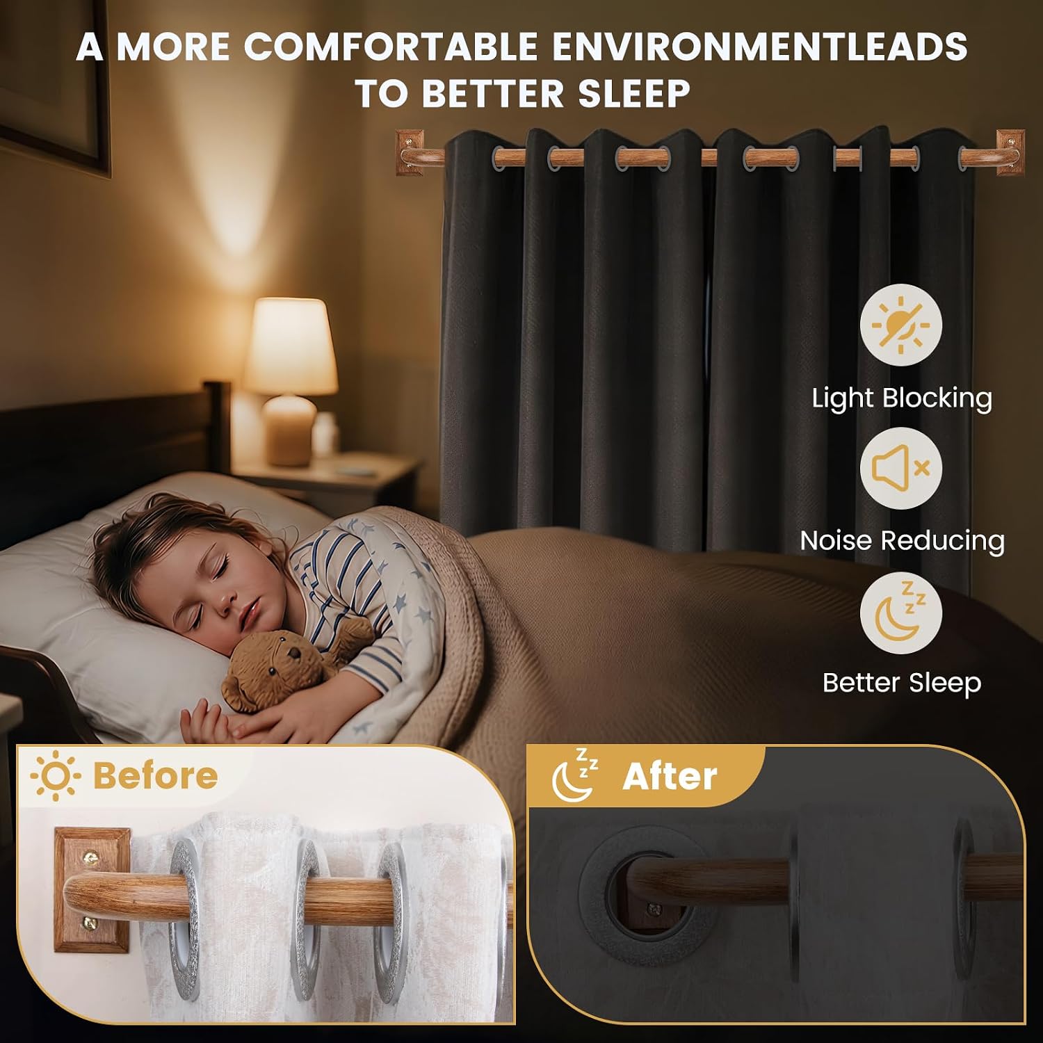 tangwin wrap around blackout curtain rods,1" heavy duty metal 48-90",wood | room darkening rod curved french return blocks light,bedroom,living room,kitchen,easy install with hardware,fit window 30-84" wood 48-90"