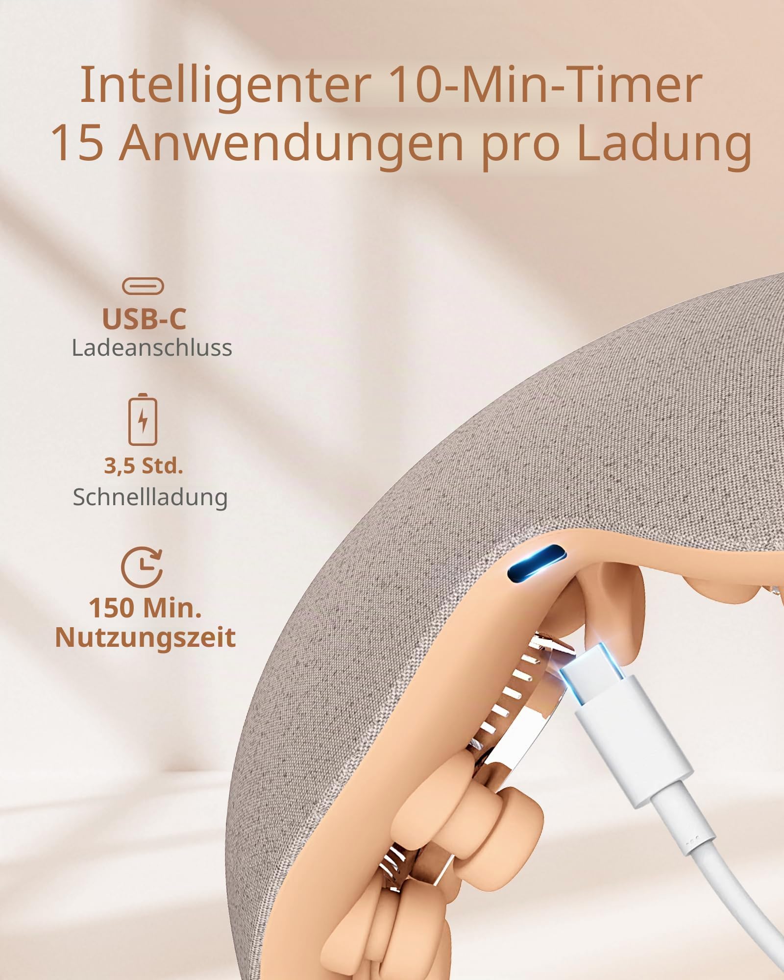 Augenmassager mit 2 Stufen Hitze & Kühle, 150 Minuten Gebrauch, 3 Modi &14 Vibrationsköpfe, Beheizte Augenmaske mit Bluetooth-Musik für Augenbelastung und Schwellungen