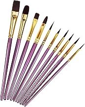 Paint Brushes, 10 Pcs Face Paint Brushes for Children Watercolor, Acrylic Gouache and Oil Painting Suitable for Decorations, Models, Figurines, Nail Art