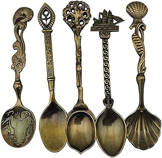 HENGRUI Retro Acciaio Inossidabile Cucchiaino, Un Set di 5-Pezzi(SS001,Bronzo)