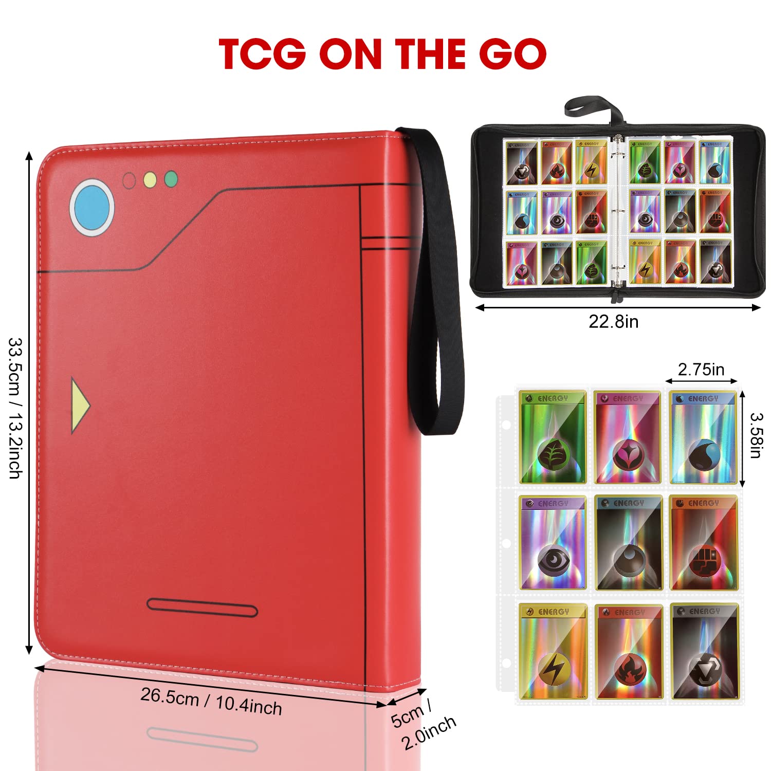 Bheddi TCG Card Binder for Pokémon Card [Red Pokédex] Collectible Card  Holder 720 Cards