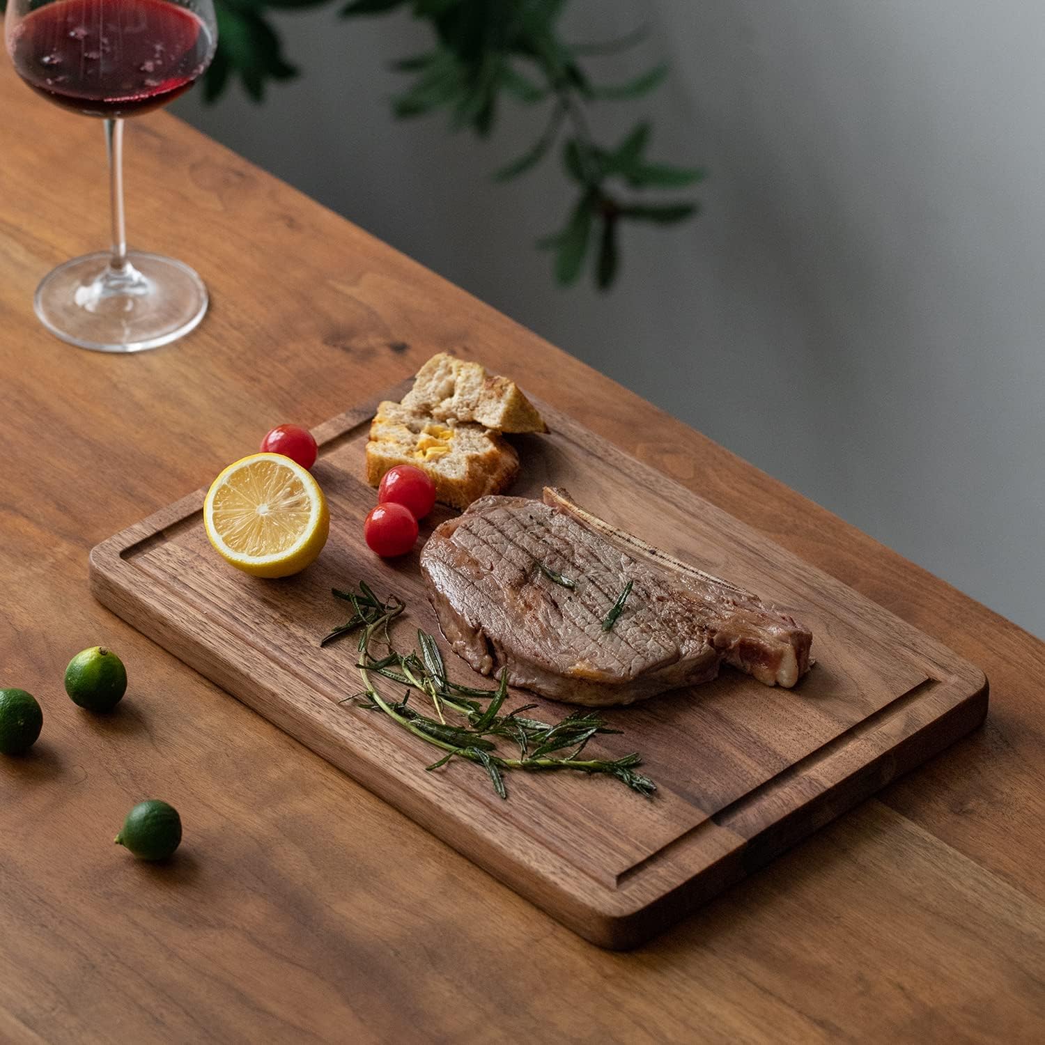 Muso Wood Walnut Cutting Board Reversible Wood Cutting Board for Kitchen Wooden Cutting Board with Juice Groove for Cutting and Charcuterie (13x9x0.8”)