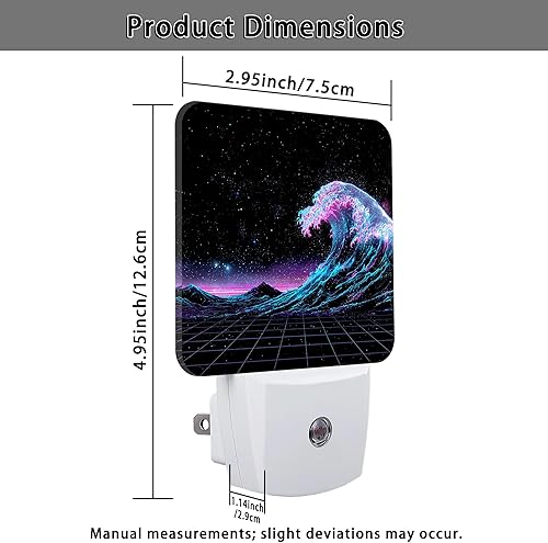 Miniatura 3 de Waves Night Lights Plug Into Wall, Retro Futuristic Stars Mountains Summer Blue Smart Led Plug in Night Lights for Wall Socket for Bedroom Kids Room