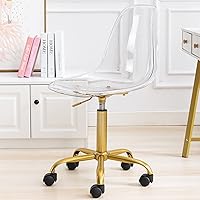 Vista 12 de HOMEFUN Silla de escritorio transparente, de acrílico, giratoria, sin brazos, altura ajustable, de plástico moldeado fantasma, sillas de oficina