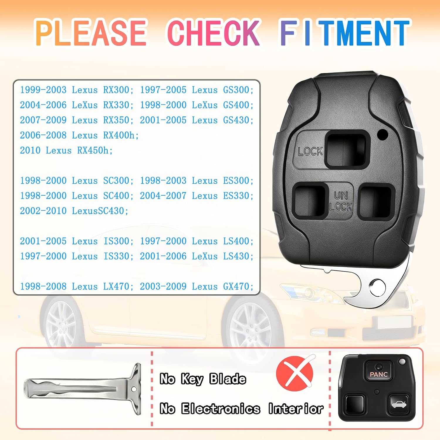 Key Fob Cover Shell Fits for Lexus ES300 ES330 GS300 GS400 GS430 GX470 IS300 IS330 LS400 LS430 LX470 RX300 RX330 RX350 RX400h RX450h2 SC430 - Crack-Resistant & Durable - Bottle Opener (Matte Black*2)