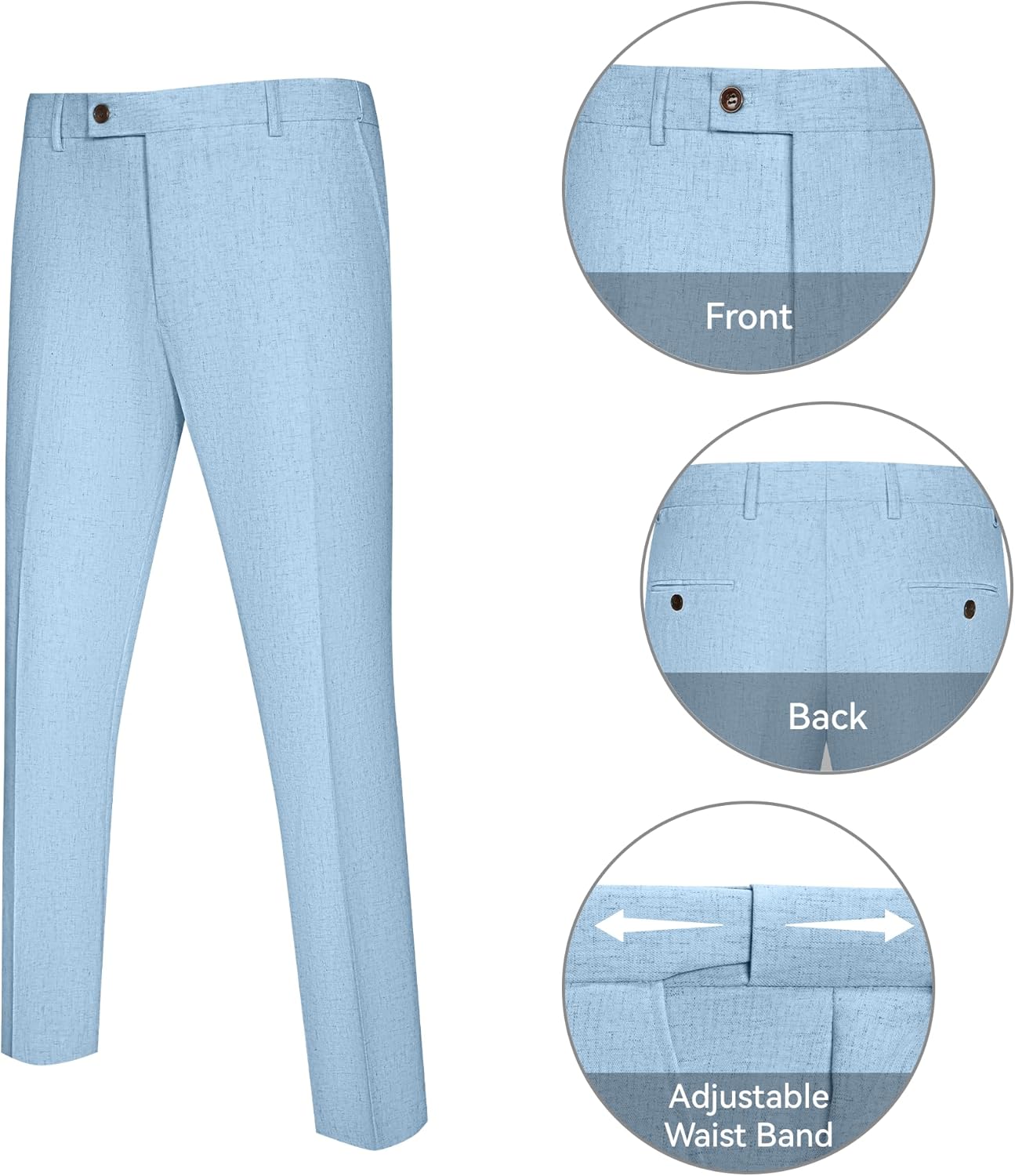 Men Linen Suit 3 Piece Casual Suits Slim Fit Summer Wedding Suits Lightweight Blazer Vest Pants Set for Prom Tuxedo