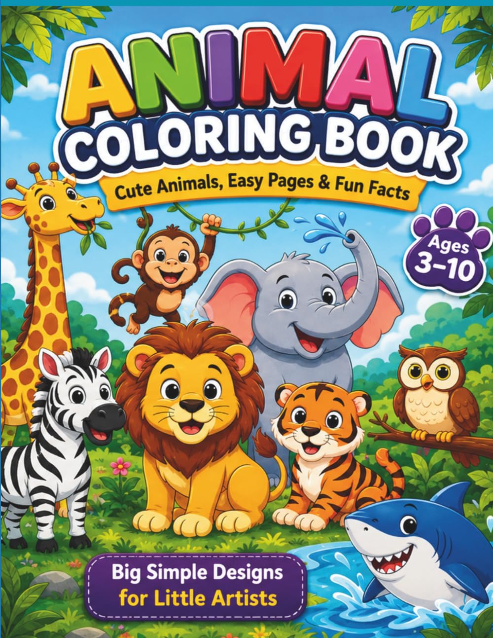 Animal Coloring Book: Cute Animals, Easy Pages & Fun Facts