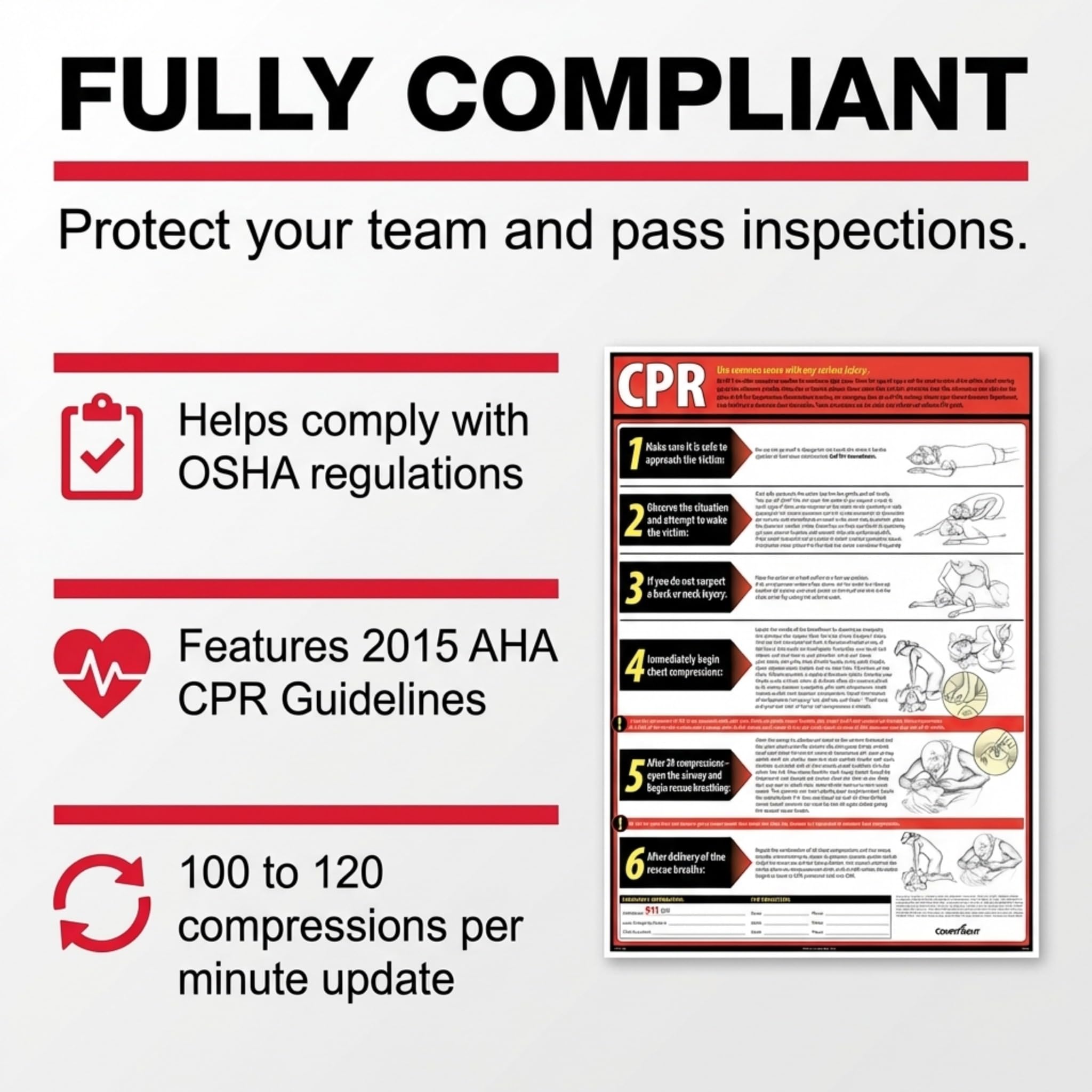 Amazon.com : ComplyRight Lifesaving CPR Poster in English, 18