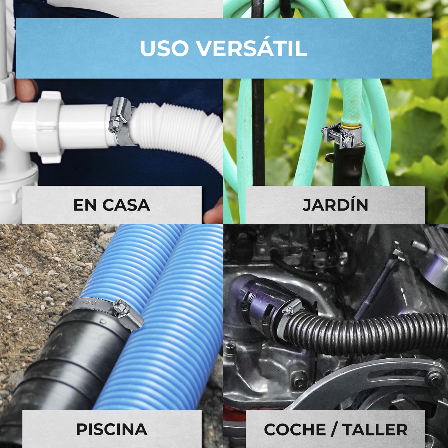 GRAFT juego abrazaderas y soporte pared | 227 pzs. | Incluye soporte y destornillador | Juego abrazaderas | Abrazaderas ajustables | Surtido de abrazaderas | Estante organizador