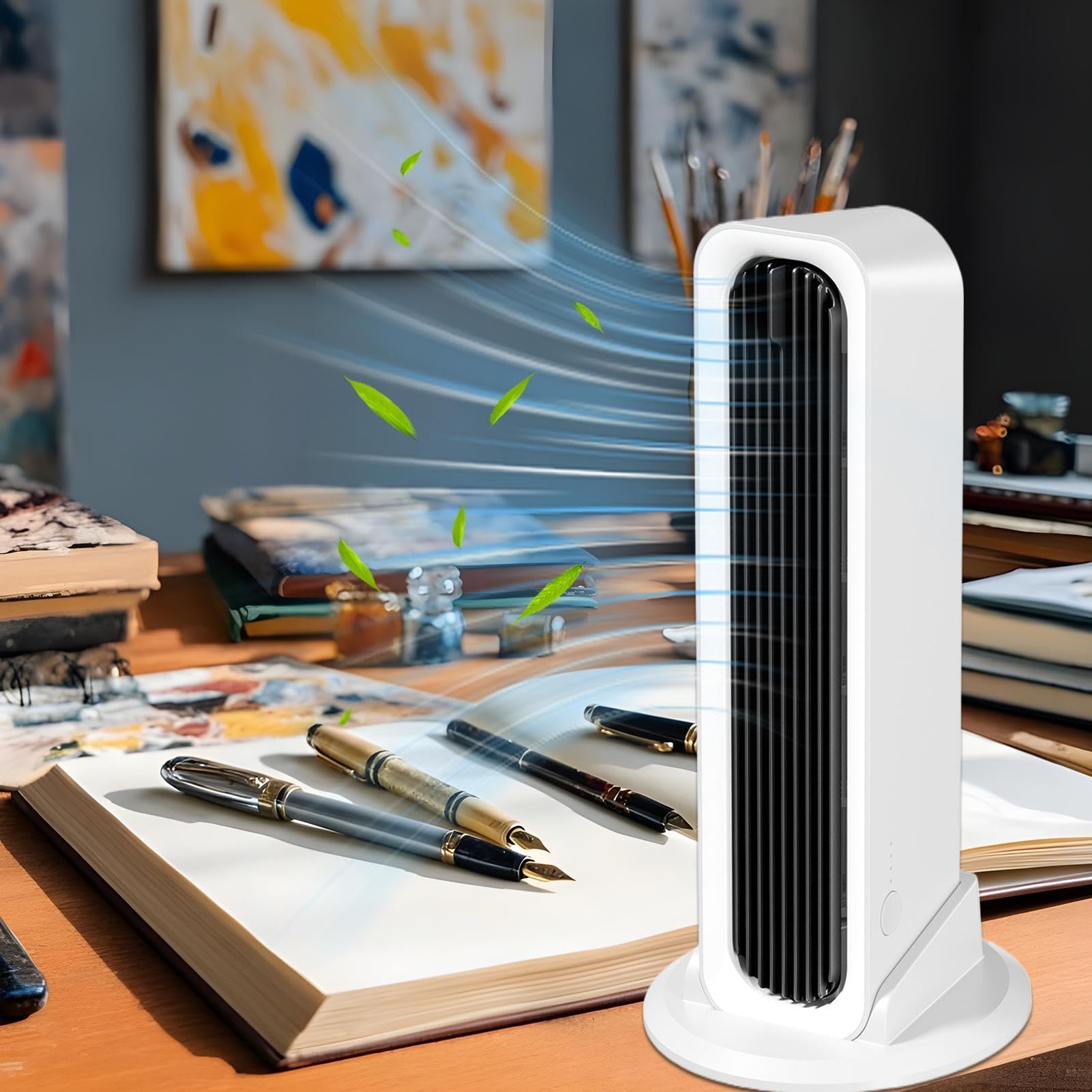 Ventilador Torre De Mesa Soplador De Aire Recargable Sin Aspas Y Oscilante