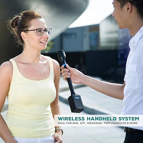 Miniatura 3 de Movo WMIC80 UHF Sistema de micrófono inalámbrico de mano con transmisor XLR enchufable, receptor portátil y soporte de zapato para cámaras DSLR