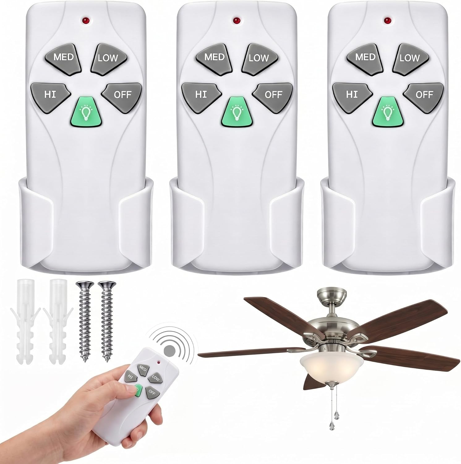 Sabary 3 Pack Ceiling Fan Remote Control Replacement, Compatible with 53t Series Hampton Bay/Harbor Breeze, Universal Fan Remotes Kit with Wall Mount Holder (Remote Only, No Receiver, No Battery)