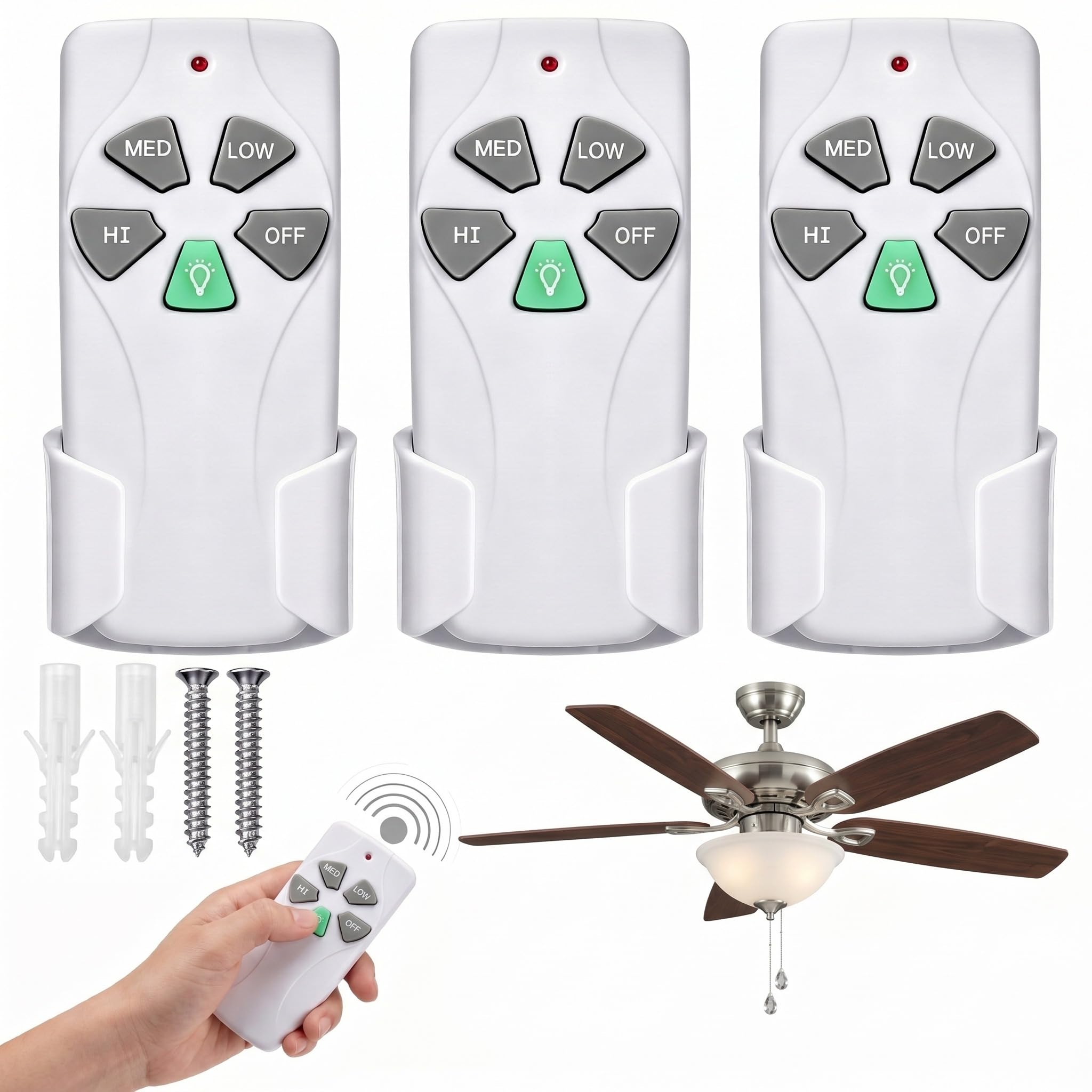 Photo 1 of [REMOTE HOLDER MISSING] Sabary 3 Pack Ceiling Fan Remote Control Replacement, Compatible with 53t Series Hampton Bay/Harbor Breeze, Fan Remotes Kit with Wall Mount Holder (Remote Only, No Receiver, No Battery)
