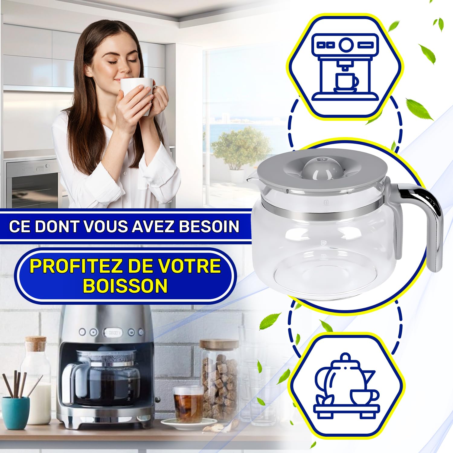 Verseuse pour Machine à Café avec Couvercle 200x150x130 mm DCGC01 pour Smeg | Garantie de 10 Ans - MONTERAL
