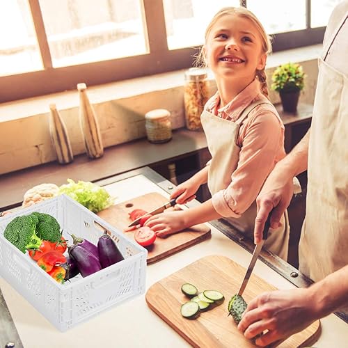 Miniatura 6 de Paquete de 4 cajas de almacenamiento plegables de plástico organizador de cajones apilables cesta de almacenamiento de alimentos frutas y verduras