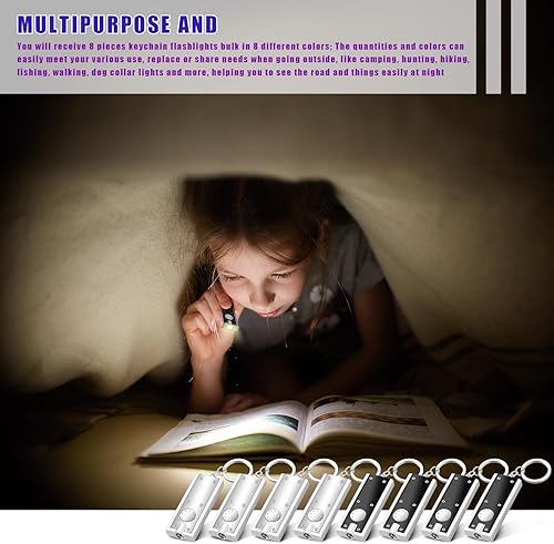 Miniatura 10 de 8 llaveros mini linternas a granel de colores surtidos LED llavero para actividades de campamento al aire libre, equipo al aire libre, fiesta