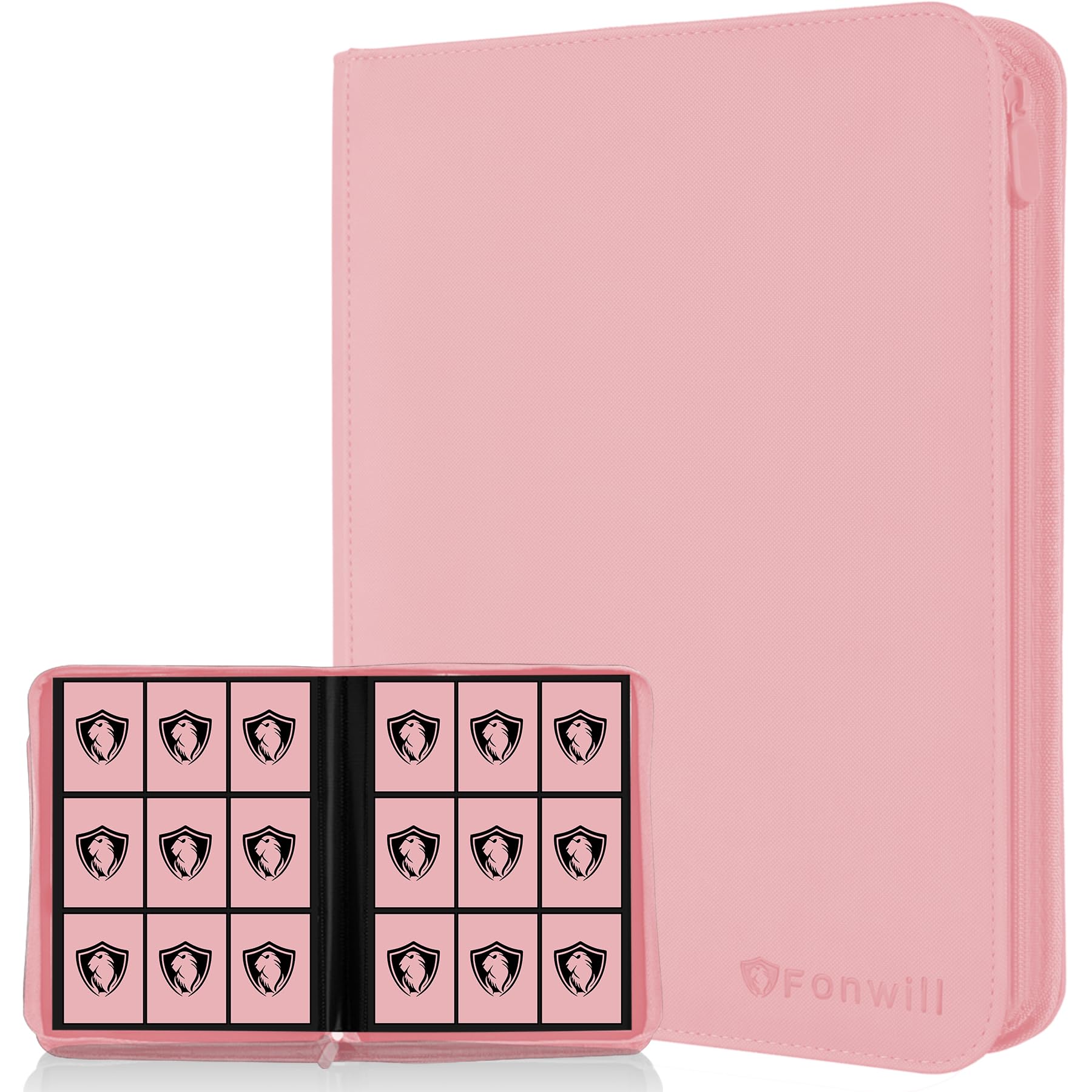 Photo 1 of 9 Pocket Card Binder, Premium Zip Trading Card Binder, 360 Double Sided Pocket PU Collection Binder, Collector Album, Card Folder for MTG, TCG, Sports Cards, (Pink)