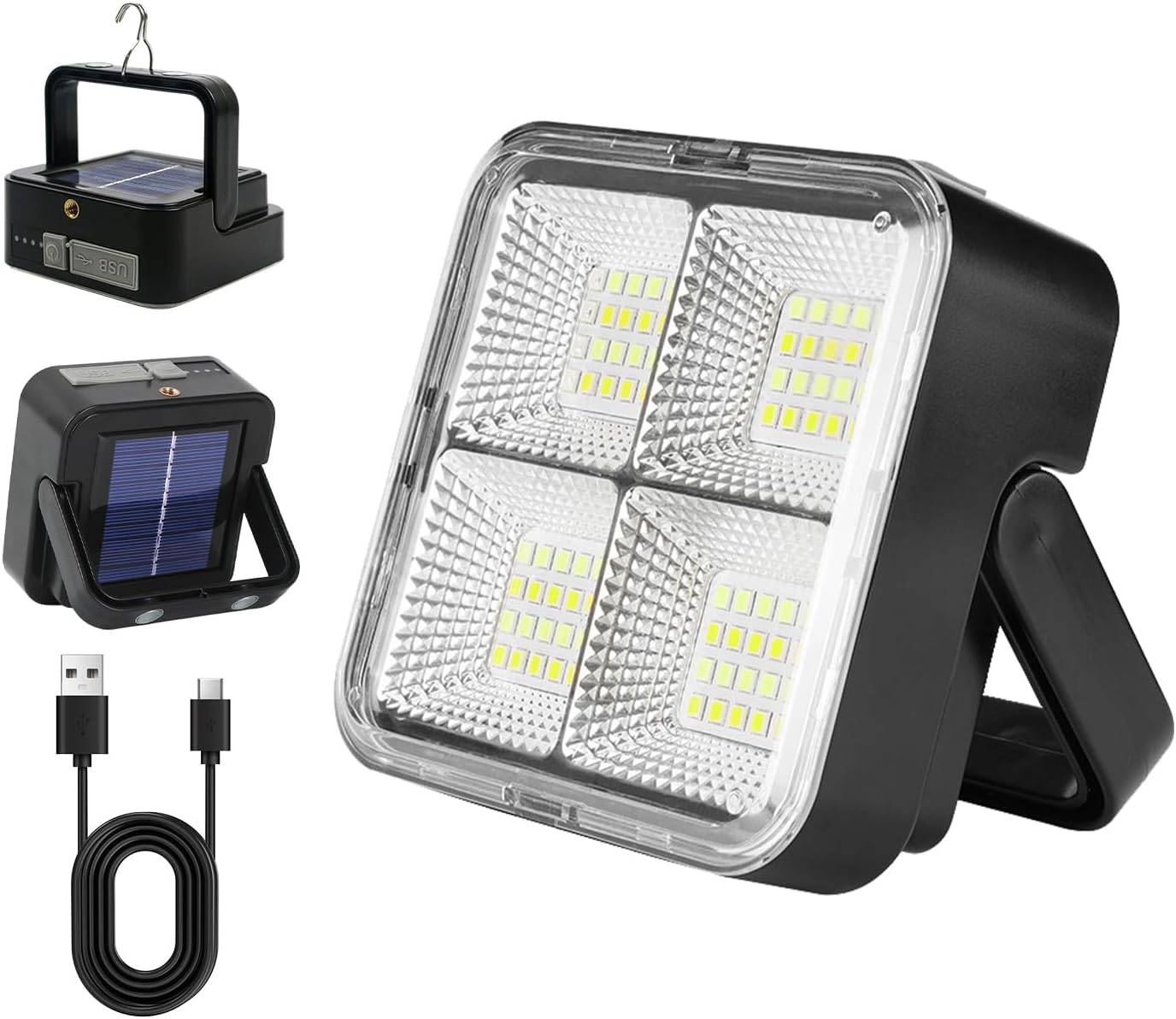 1 PCS Transportable LED Tenting Gentle, Photo voltaic Charging,USB Rechargeable Gentle, Black, 500 Lumen, Waterproof, Fashionable Fashion, Out of doors Use