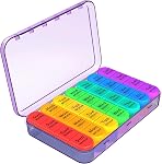 Daviky Weekly Pill Organizer 4 Times a Day, Travel Pill Case, Large Medicine Organizer 7 Day, Daily Box Container with 28 Compartments to Hold Vitamins, Medication