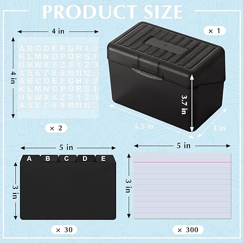 Miniatura 2 de Portatarjetas de índice con divisores y tarjetas de índice a rayas, incluye 30 divisores de tarjetas de índice, 300 tarjetas de índice con rayas, 2