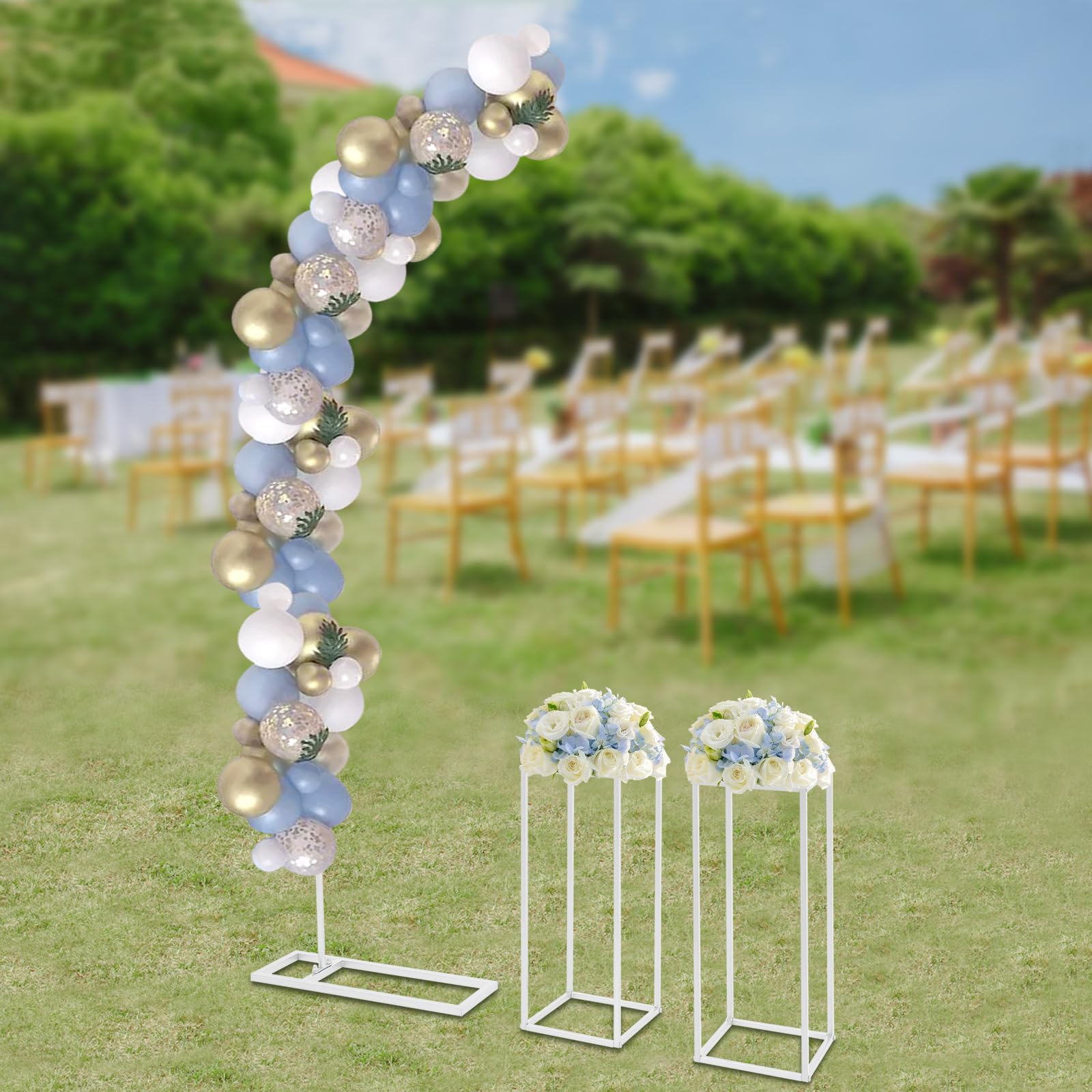 Hochzeitsbogen Gestell 200cm - Metall Bogenständer für Hochzeit Deko Ballonbogen - Stabiler Hintergrundständer für Feiern, Partys, Fotohintergrund (Weiß)