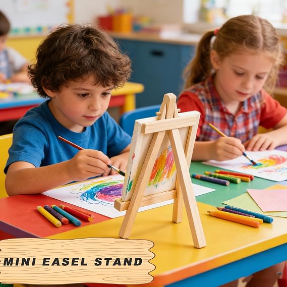 2Pcs Mini Easels Stand,Small Wooden Easel Canvas Stand for Display Painting | 15cm/5.9inchs Table Top Stands for Craft Fairs Easels,The Photo Tabletop Wood Holder Picture Adjustable Card Desktop Frame