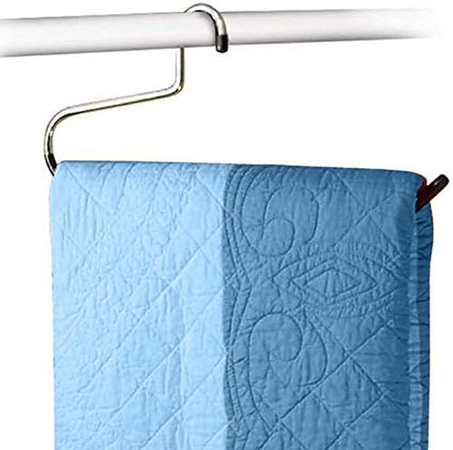 Miniatura 8 de BuyDBest - Juego de 9 colgadores de acero inoxidable, resistentes para colchas, mantas, manteles, ropa de cama, toallas grandes