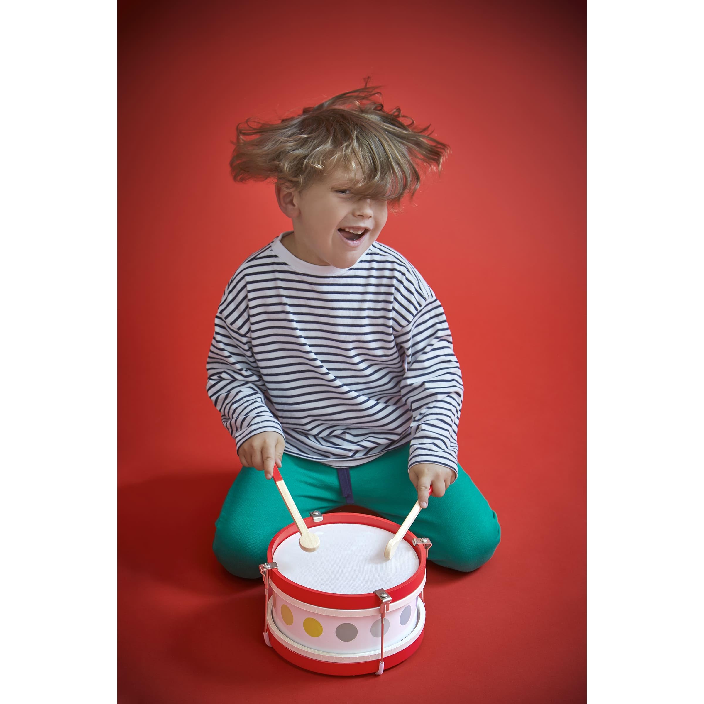 Janod - Il Mio Primo Tamburo Coriandoli (Legno), Strumento Musicale per Bambini, Giocattolo Di Imitazione e Risveglio Musicale - Da 2 Anni in su, J07608