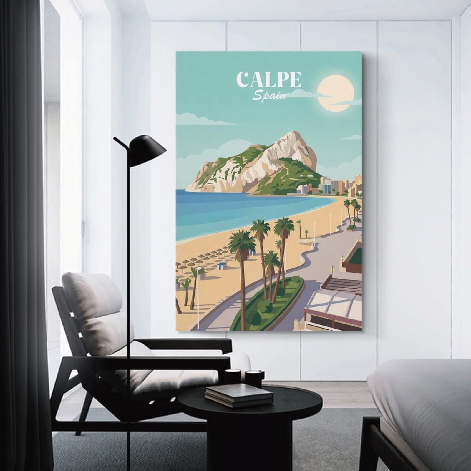 Junmoney Unframe-Style-4-1 Calpe Spain Wall Decor Canvas Print, 24X36inch(60X90cm), For New Home Styling, Lounge Or Bedroom, Stylish Wall Art For Fresh Spaces