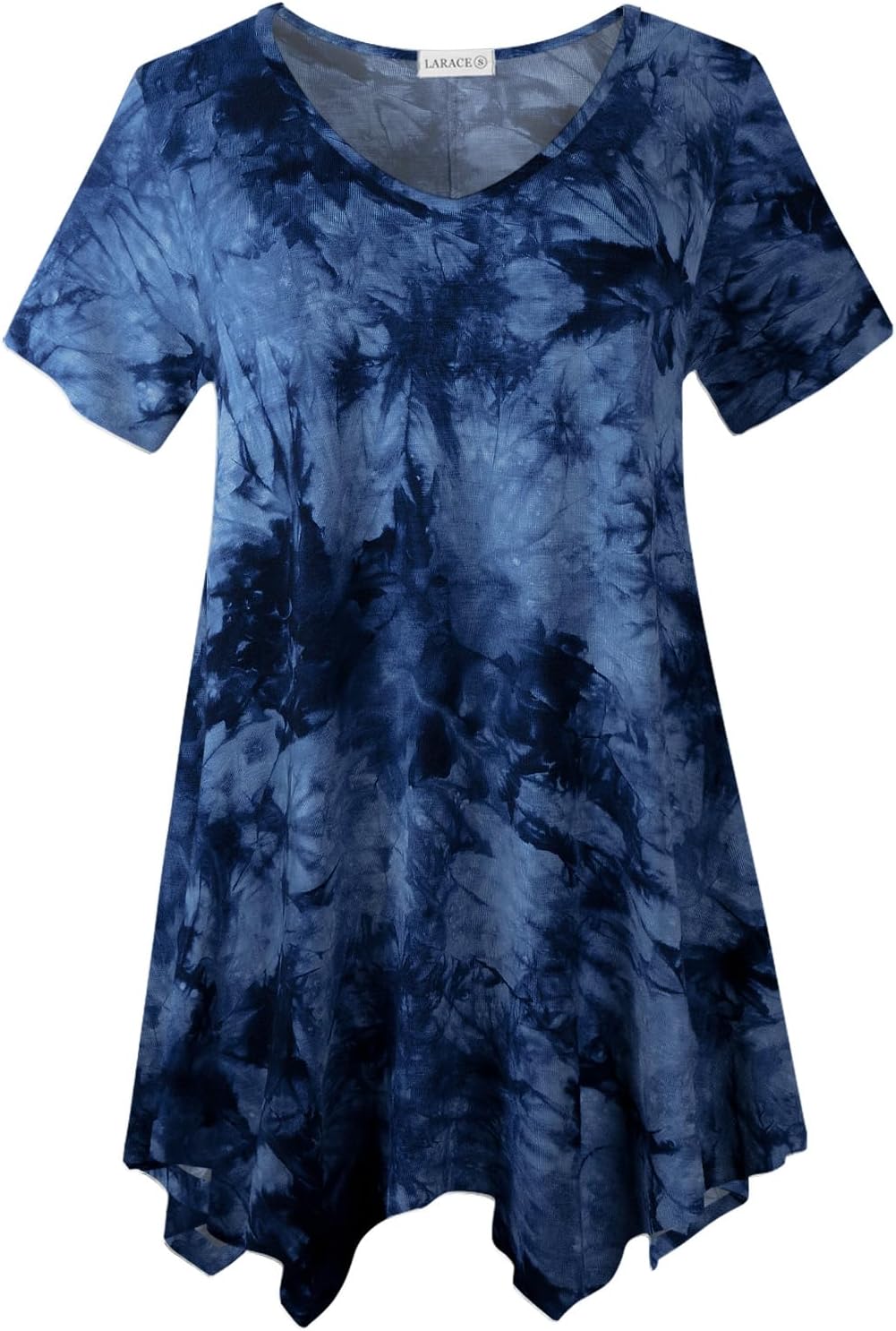 LARACE Plus Size Tops for Womens Summer Clothes Short Sleeve Shirts Casual V Neck Tunic Asymmetrical Blouses