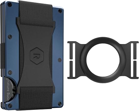 The Ridge EDC Bundle Navy Cash strap Wallet for Men + Airtag Case Combo - Secure, and RFID Protected Wallet with Airtag Holder and Cash Strap