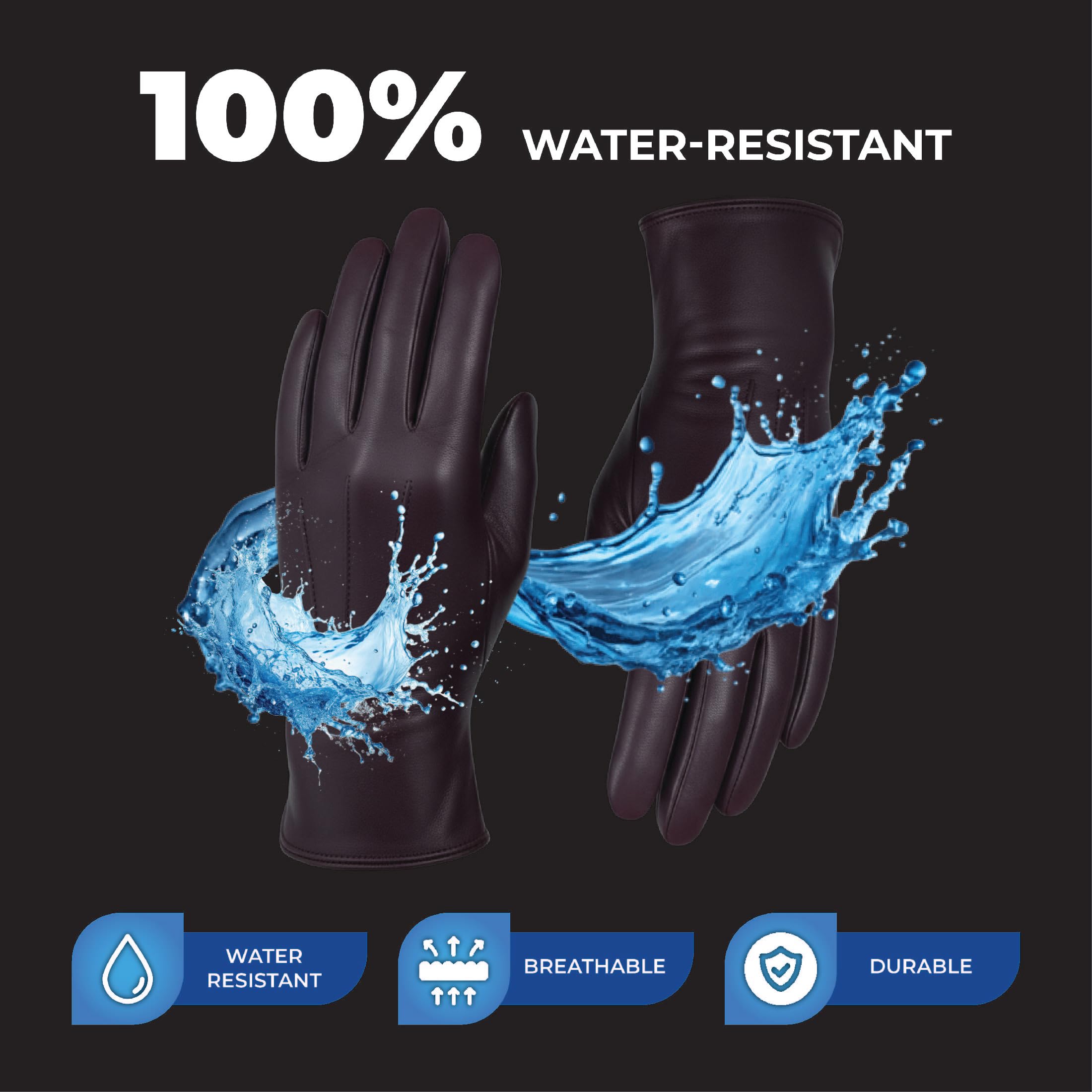 Infinity Leather Italienische Damen Winterhandschuhe aus Leder Wollfutter, Touchscreen Kompatibel, Wasserabweisende Autofahrerhandschuhe, Weiches Leder