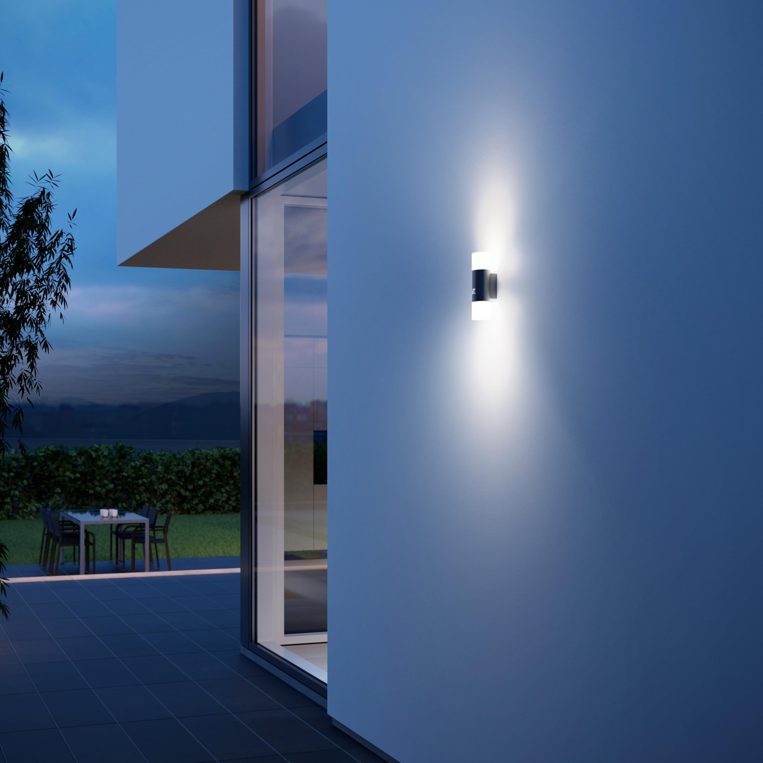Steinel LED Außenleuchte L 910 S anthrazit, Wandleuchte LED mit 180° Infrarot Bewegungsmelder, 12m Reichweite, Dauerlicht, Softlichtstart, IP44 als Außenbeleuchtung mit Bewegungsmelder geeignet