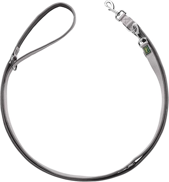 HUNTER Neoprenowa regulowana smycz dla psów, nylon, wyściełana neoprenem, do uprawiania sportu i spędzania wolnego czasu, 2,0/200 cm, szara