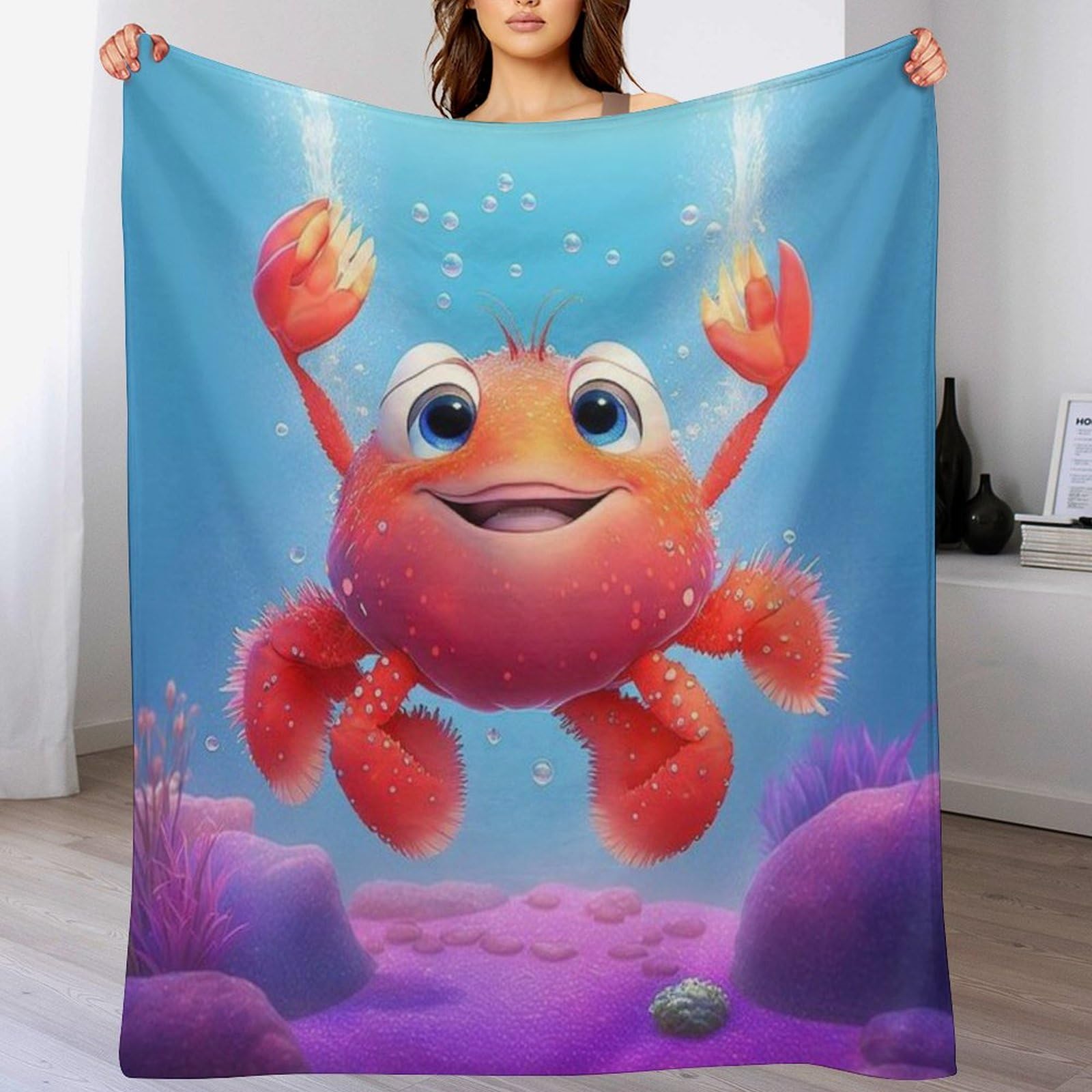 Couverture flanelle crabe 150x200cm, le cadeau idéal enfant