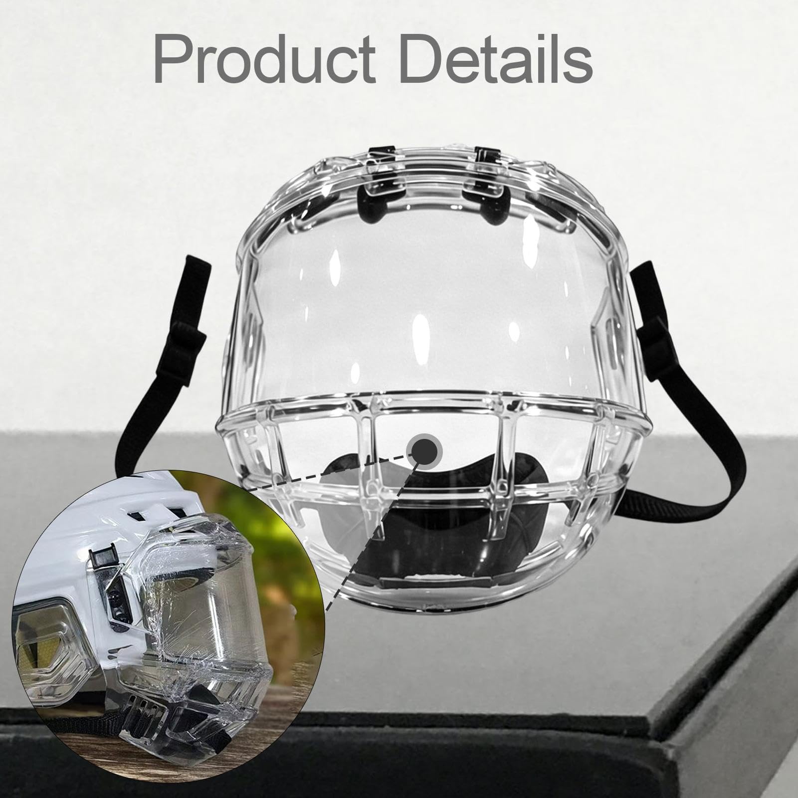 Visiera Casco Hockey su Ghiaccio Protezione Facciale Completa Accessorio Ergonomico AntiGraffio Antifog PC Ventilato Pratico Adatto a Bambini Ragazzi, S
