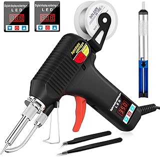 Soldering Iron Gun Kit,80W Adjustable Temperature Soldering Gun with LED Display,One-Handed Operation Automatic Solder Gun with Welding Wire for Soldering Circuit Board,DIY,Computer and Home Appliance
