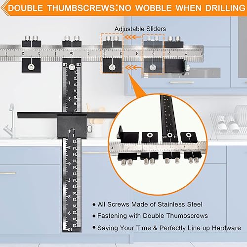 Miniatura 2 de Plantilla de extracción de gabinete, plantilla de hardware de puerta de gabinetecajón para instalación de manijaperillatirador, plantilla de
