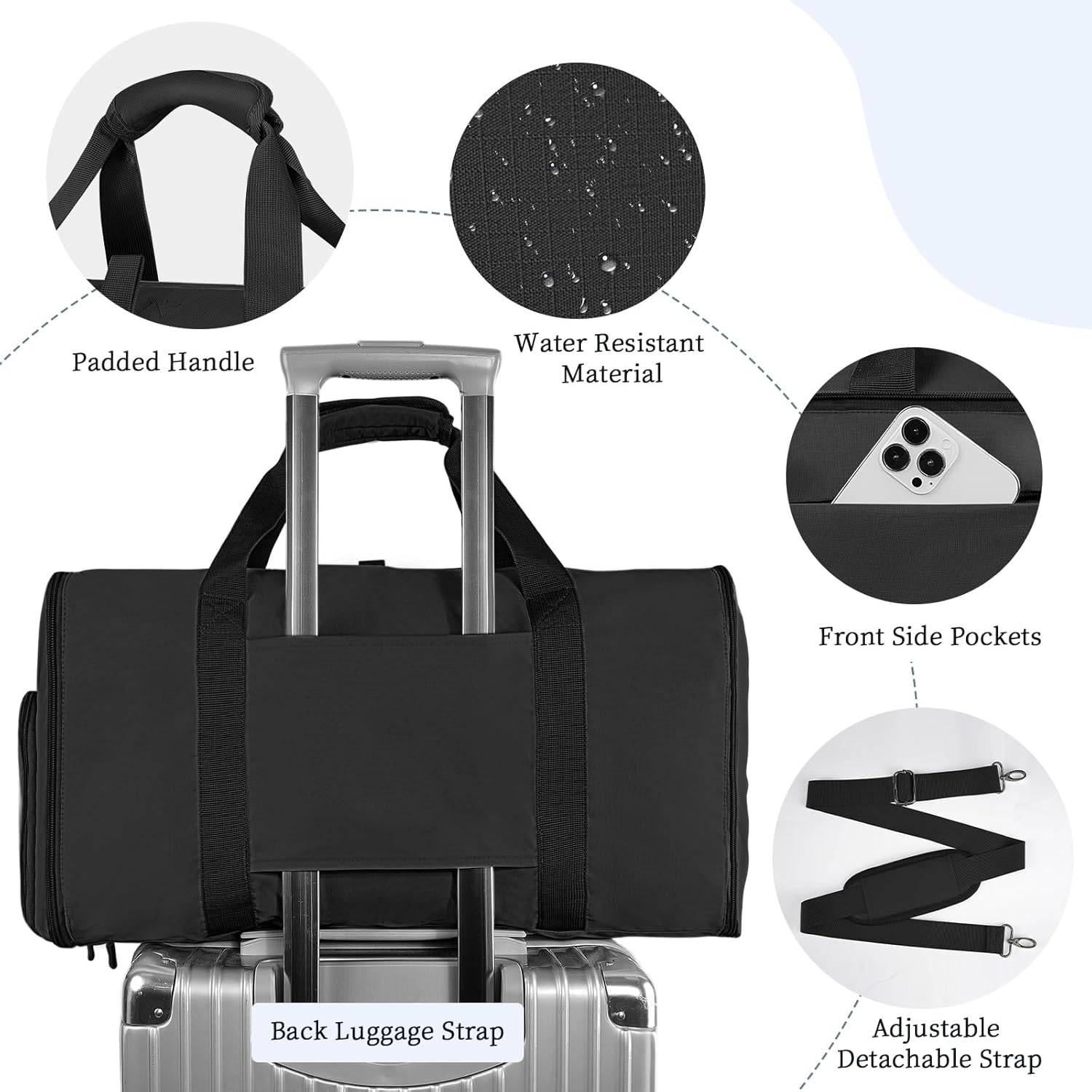 Ytonet Garment Bags for Travel, Foldable Garment Duffle Bags for Women men, Convertible Travel Garment Bag with Shoe Compartment, 2 in 1 Hanging Suitcase Suit Water Resistant Weekender Bag, Black image 4 of 6 B0DG8K72PK