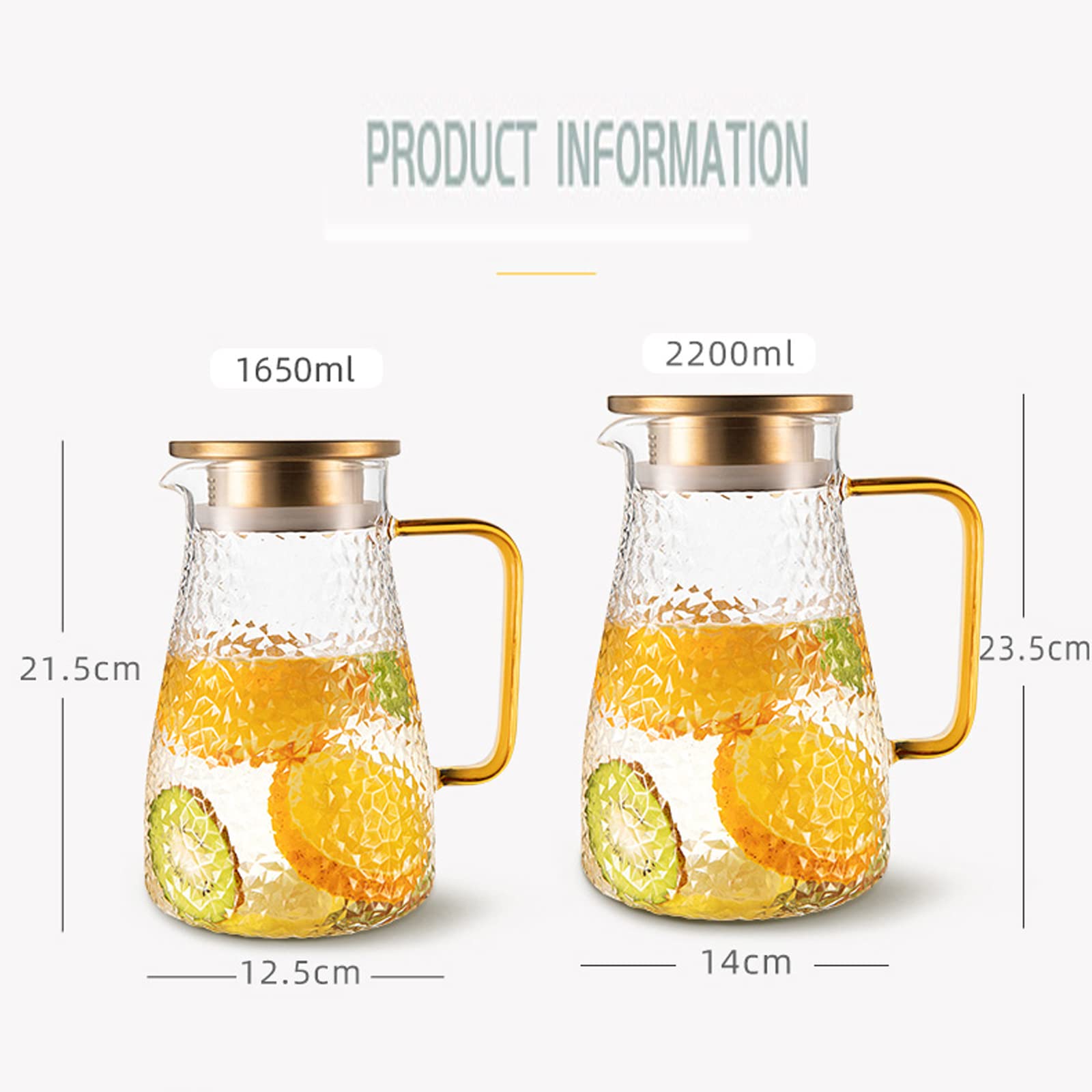 Jarra de vidrio,Jarra de agua,Jarra de agua con tapa de acero inoxidable,Aplicar para calentar o refrigerar,Fácil de limpiar,Jarra de agua para jugo,Té,Leche,Café,Bebidas calientes / frías