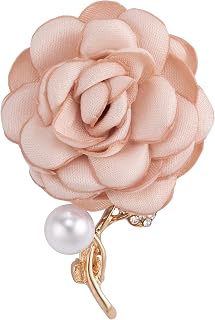 Elegant Rose Flower Brooch Pin for Women Wedding Party Fabric Flower Lapel Pin
